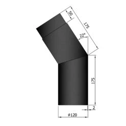 Rauchrohrbogen Stahl 22° Schwarz -Sica Heizung Geschaft 12 220qs1hihjzdomrn
