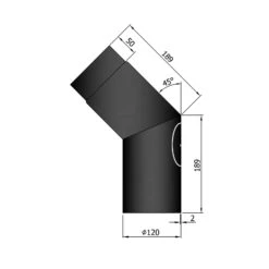 Rauchrohrbogen Stahl 45° Mit Tür Schwarz -Sica Heizung Geschaft 12 242ysx5ozoudvaqb
