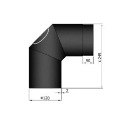 Rauchrohrbogen Stahl 2x 45° Schwarz Mit Tür, Kurz -Sica Heizung Geschaft 12 2548ewecpssue126