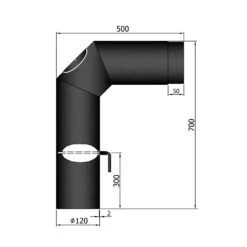 Anschlussrohr Stahl 2x 45° 700 X 500 Mm Schwarz Mit Tür, Drosselklappe -Sica Heizung Geschaft 12 340nieoctw8ilirz