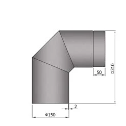 Rauchrohrbogen Stahl 2x 45° Hellgrau -Sica Heizung Geschaft 15 251x1gr5m3ilusjs