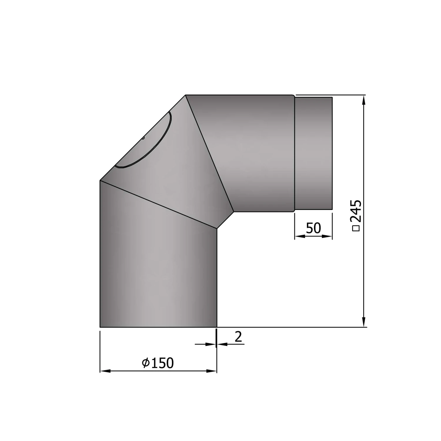 Rauchrohrbogen Stahl 2x 45° Hellgrau Mit Tür, Kurz 6 Rauchrohrbogen Stahl 2x 45° Hellgrau Mit Tür, Kurz – Bild 4