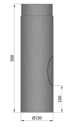 Rauchrohr Stahl 500 Mm Ø 150 Mm Hellgrau Mit Tür -Sica Heizung Geschaft 1712 1
