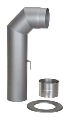 Rauchrohr Set Stahl 2x 45° 700 X 300 Mm Ø 150 Mm Hellgrau, Kurz