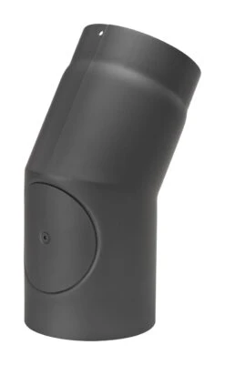 Rauchrohrbogen 22° Ø 150 Mm Schwarz Mit Tür -Sica Heizung Geschaft 1848 1