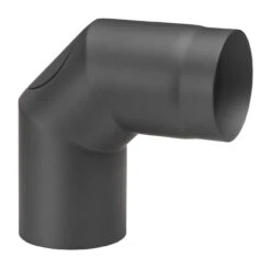 Rauchrohrbogen Stahl 2x 45° Schwarz Mit Tür -Sica Heizung Geschaft 1856 1