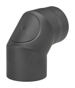 Rauchrohrbogen Stahl 2x 45° Schwarz Mit Tür, Kurz -Sica Heizung Geschaft 1858 1