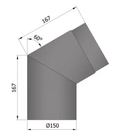 Rauchrohrbogen Stahl 60° Ø 150 Mm Schwarz -Sica Heizung Geschaft 1860 1