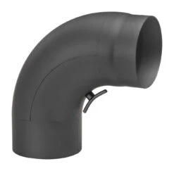 Rauchrohrbogen Stahl 90° Schwarz, Gezogen Mit Tür