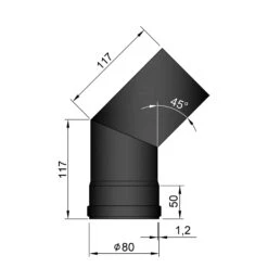 Pellet-Ofenrohrbogen Stahl 45° Schwarz -Sica Heizung Geschaft 19 240nar6mr7stkbou