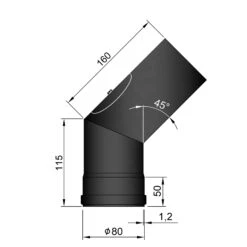 Pellet-Ofenrohrbogen Stahl 45° Schwarz Mit Putztür -Sica Heizung Geschaft 19 242p6plbuwpryvhq