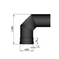 Pellet-Ofenrohrbogen Stahl 90° Schwarz Mit Tür -Sica Heizung Geschaft 19 252czqf4acay43wh