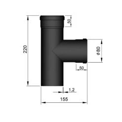 T-Stück Pellet-Ofenrohr Stahl 90° Schwarz, Steckende-Muffe -Sica Heizung Geschaft 19 2864bczvqojwvuob