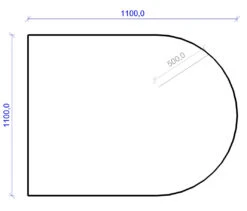 Kamin Bodenplatte, 6 Mm ESG-Klarglas, Rundbogen 1100 X 1100 Mm