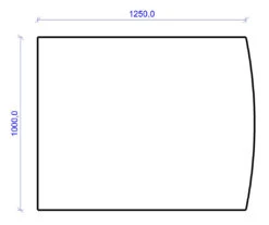 Kamin Bodenplatte, 2 Mm Stahl, Segmentbogen 1000 X 1250 Mm, Schwarz