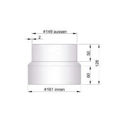 Reduzierung Rauchrohr Stahl Unlackiert, Weit-eng