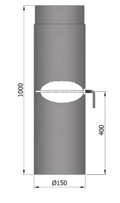 Rauchrohr Stahl 1000 Mm Schwarz Mit Drosselklappe -Sica Heizung Geschaft 3124 1