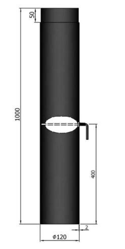Rauchrohr Stahl 1000 Mm Schwarz Mit Drosselklappe -Sica Heizung Geschaft 3124 2
