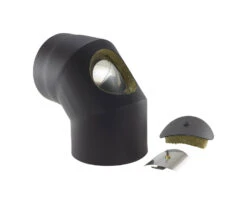 Rauchrohrbogen Stahl 2x 45° Doppelwandig Ø 150 Mm Schwarz Mit Prüföffnung -Sica Heizung Geschaft 5636 3