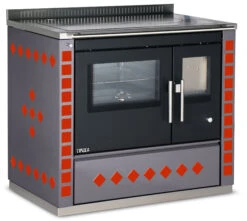 Holzherd Greithwald Tyrola TRC 95, 8 KW -Sica Heizung Geschaft tr c95 anthrazit rot